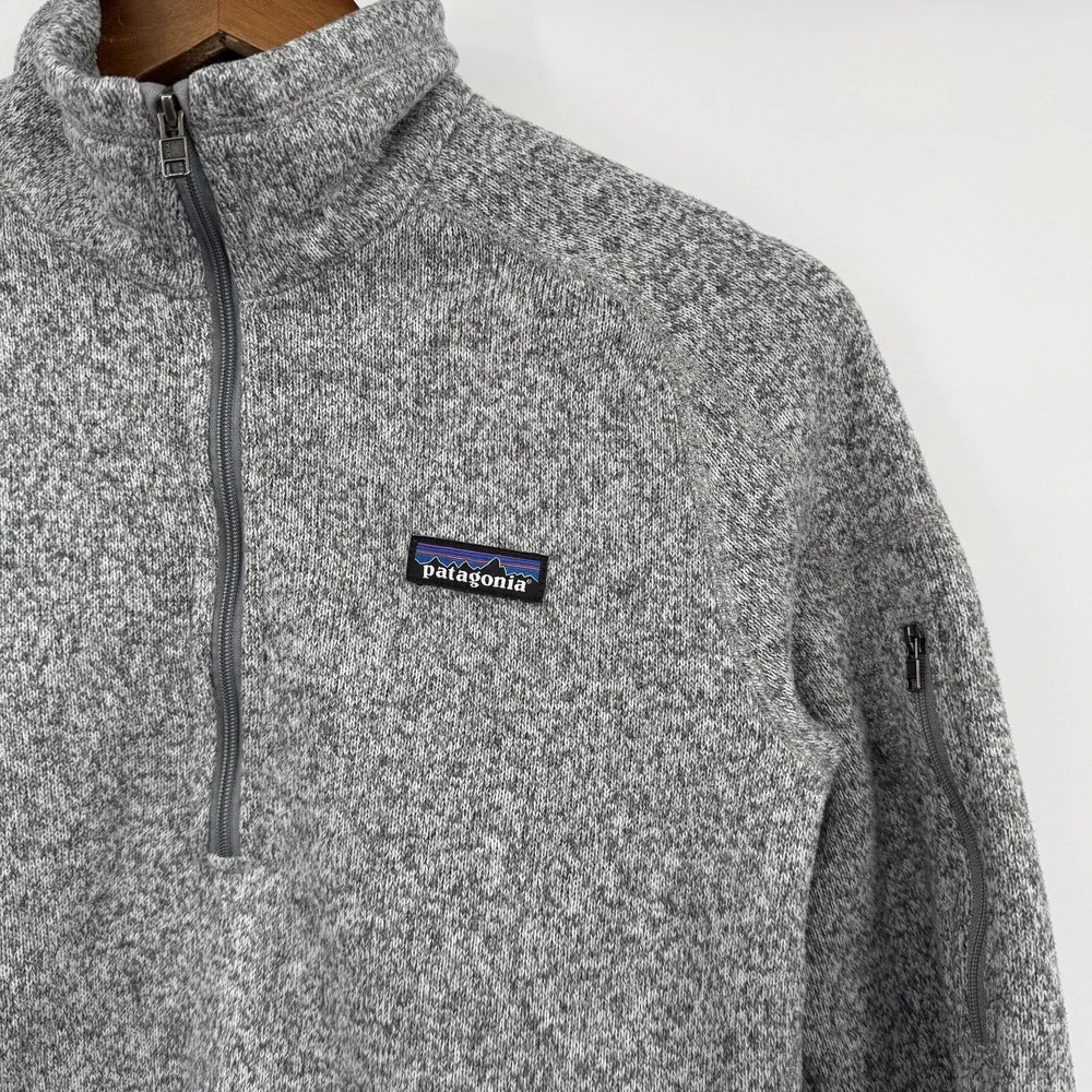 Patagonia Better Sweater Womens Medium Gray 1/4 Zip Pullover Fleece Pockets‎